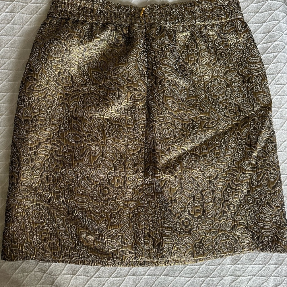 Loft gold patterned mini skirt